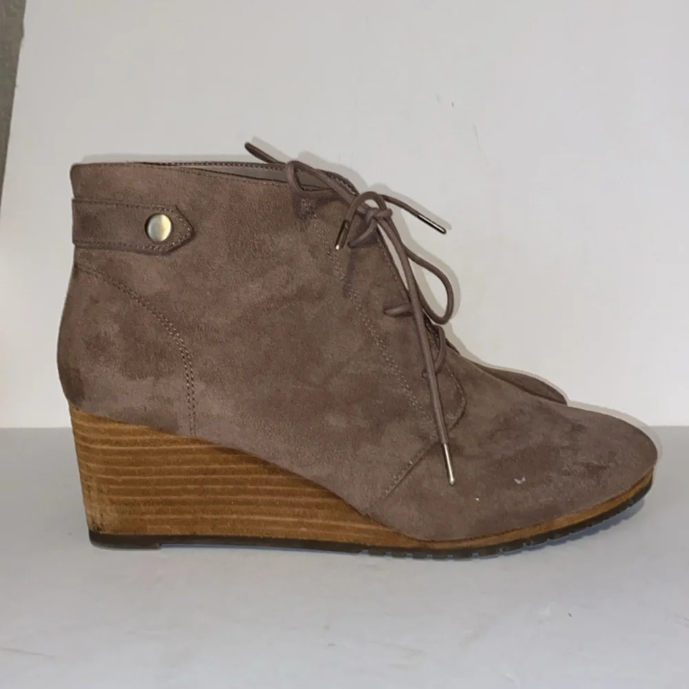 Dr. Scholl's Dynasty Tan Faux Suede Wedge Bootie -
